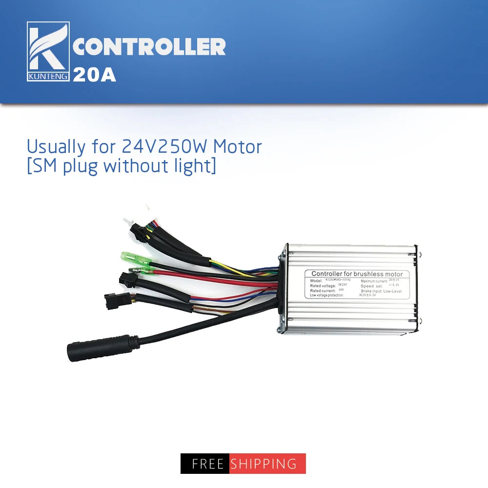 Electric Bicycle Kit Brushless Controller Square Wave 6 Mosfet 24V 250W 10A 20A