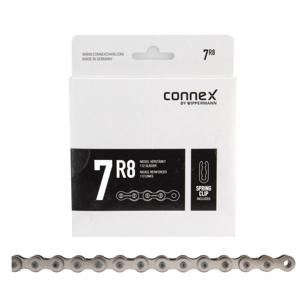 Connex 7R8 1/2 x 3/32 7-Speed Chain 112 Links Nickel Plated Steel