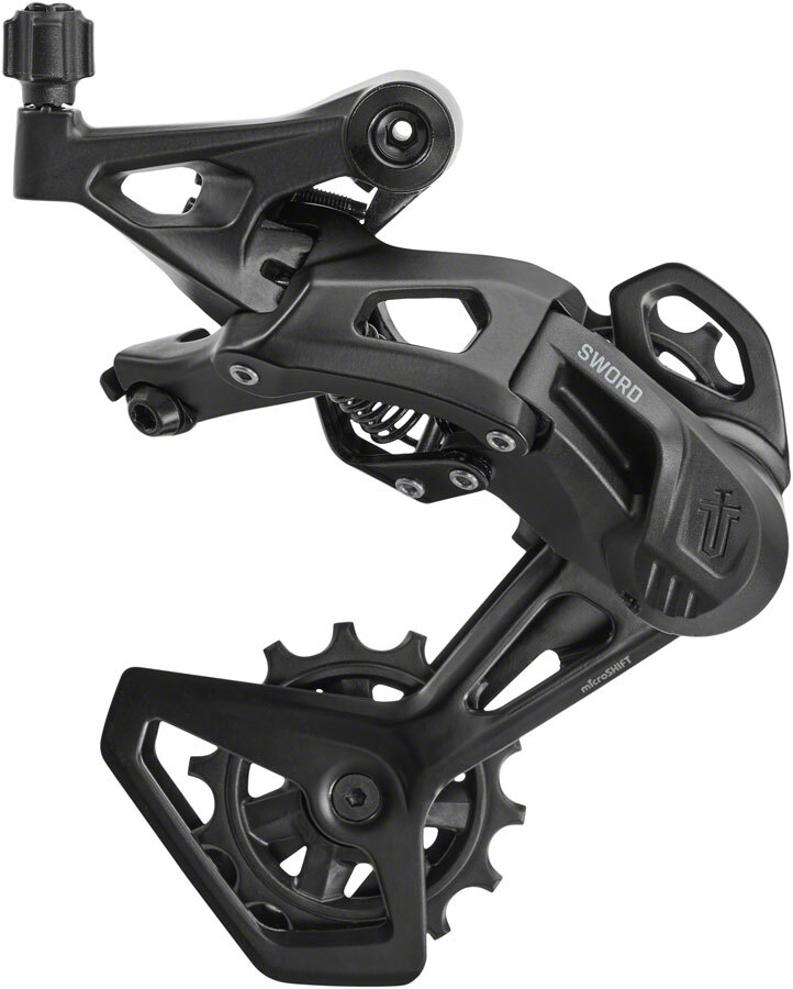 microSHIFT Sword Black Rear Derailleur – 9-Speed, Medium Cage, Gray, Compatible