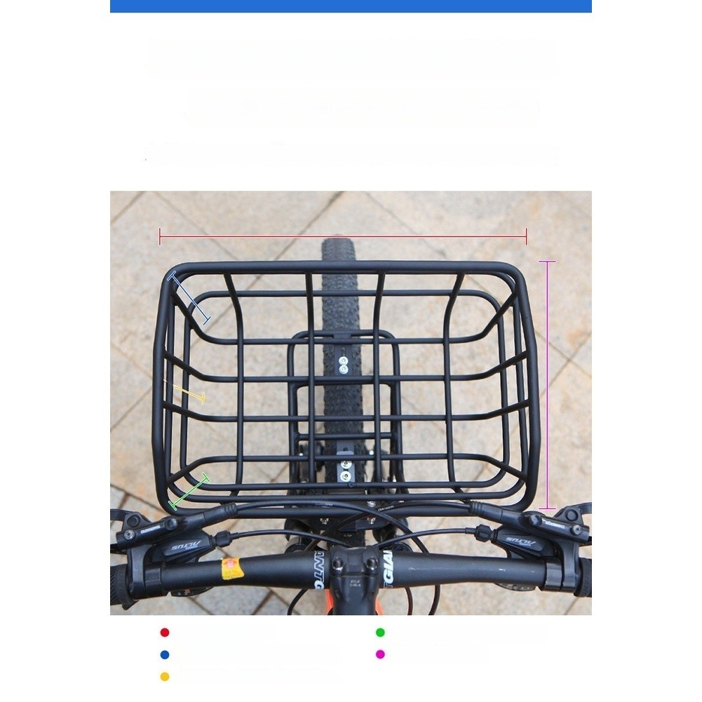 Stable Center of Gravity Aluminum Front Bike Basket 34.5 x 13 x 20.5cm