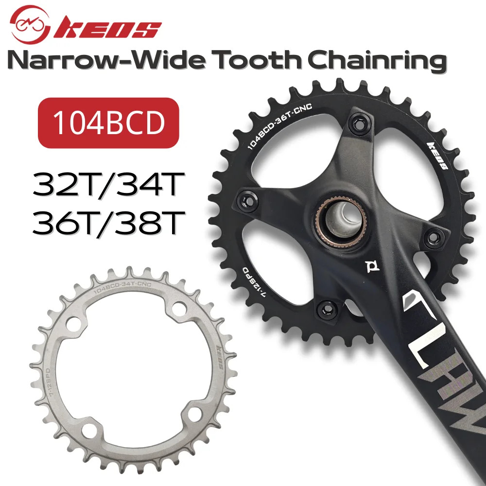 104BCD 1X Narrow Wide Chainring 32T-38T for M370 IXF MTB Road Cranksets