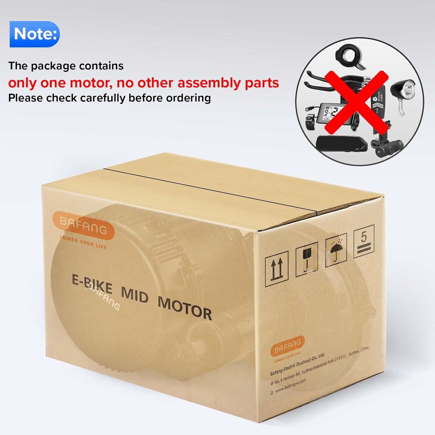 ✅ BAFANG 36V/500W UART Version BBS02B E-Bike Mid Drive Kit, 68mm Bottom Bracket