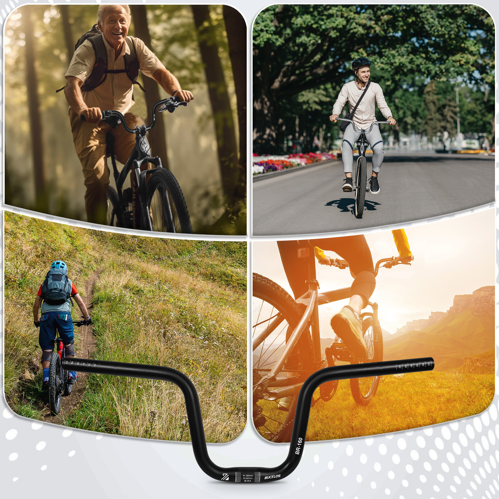 BUCKLOS 25.4/31.8mm Riser Handlebar 580-780mm Aluminum Mountain Folding/BMX Bike