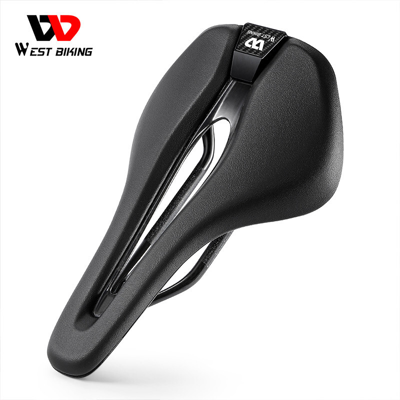 WEST BIKING PU Leather Carbon Fiber Bike Saddle T700 Hollow Bicycle Saddle