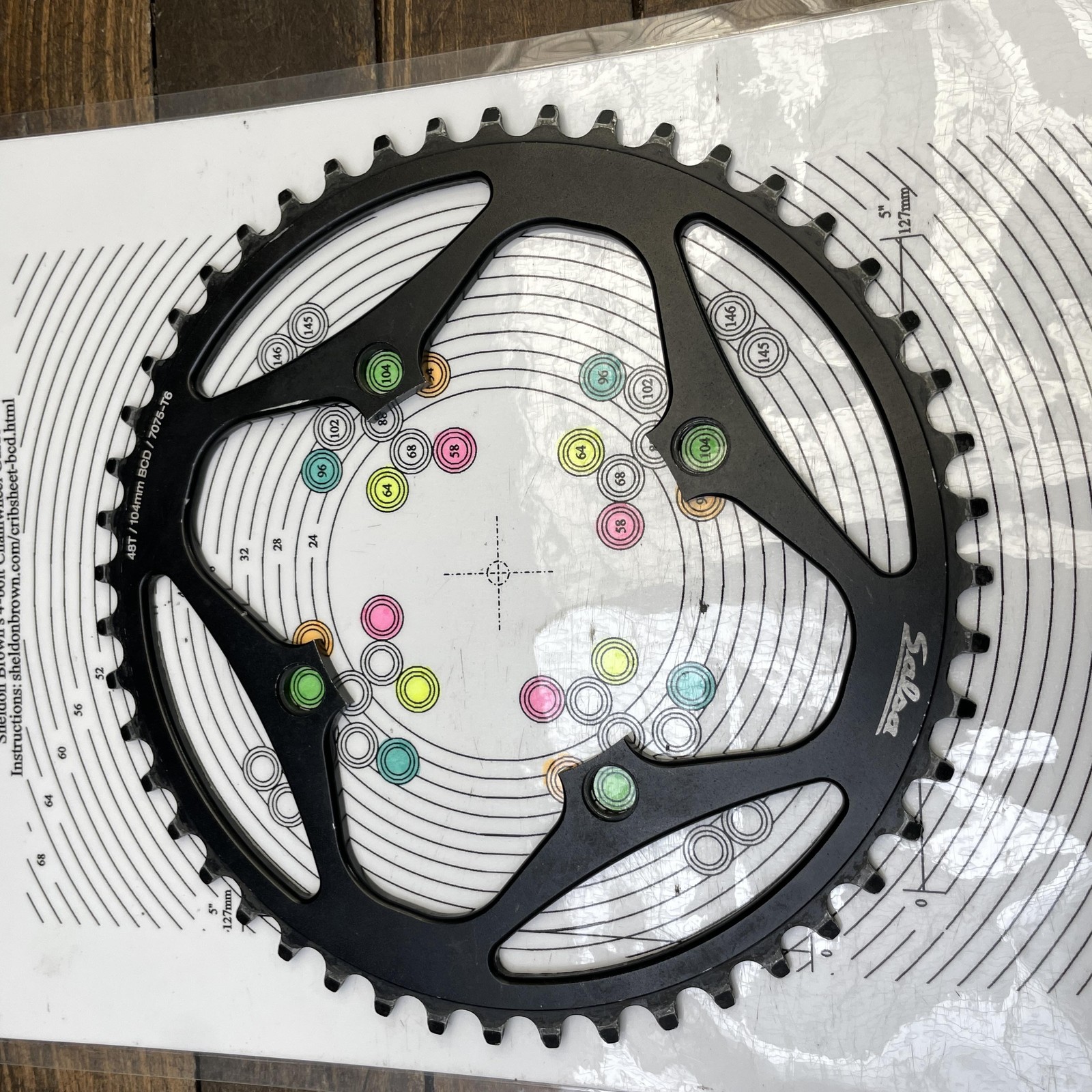 Salsa 48T Chainring 104 BCD 4-Arm Black 7075-T6 Aluminum MTB Bike 48 Tooth