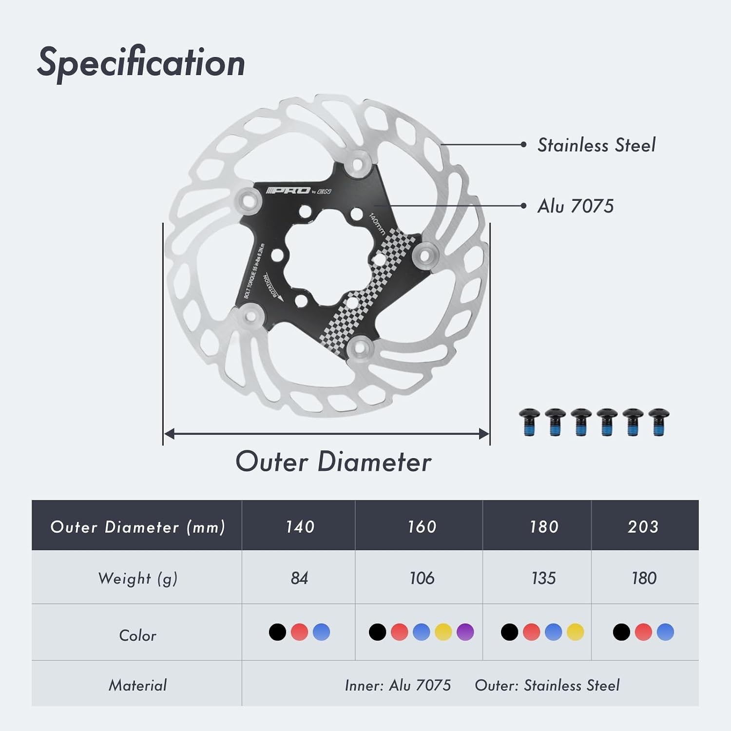 DJC Bike Brake Disc Rotor MTB Floating Brake Disc 140mm 160mm 180mm 203mm wit…