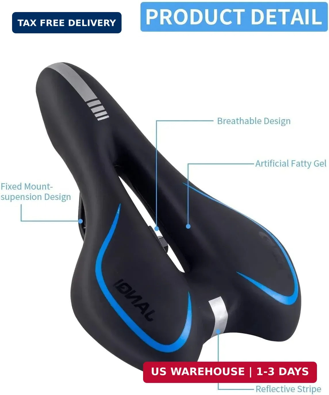 MSDADA Gel Bike Seat Bicycle Saddle, Bike Saddle for Men & Women, Waterproof Bic