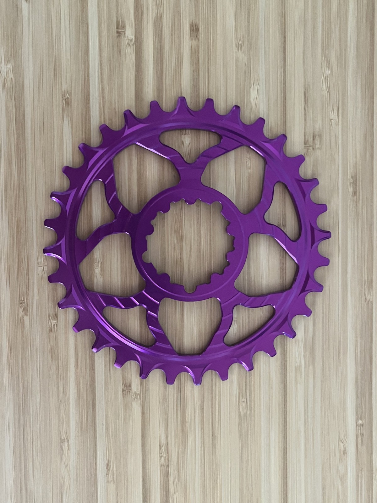 5Dev 7075 Classic Chainring – 32t, 3mm Boost, 3-Bolt SRAM Direct Mount, Purple