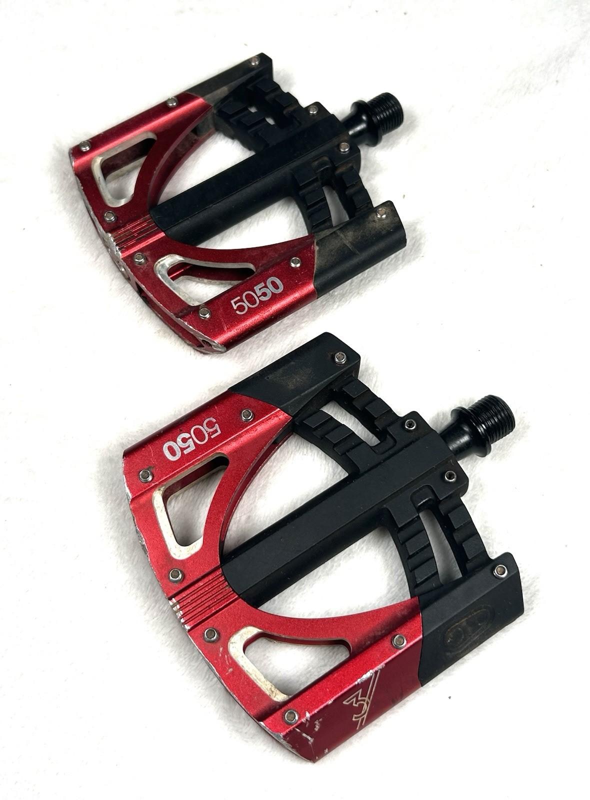 Crank Brothers 5050 Pedals Red/Black Sealed Bearing • 9/16” Axle • Free Shipping