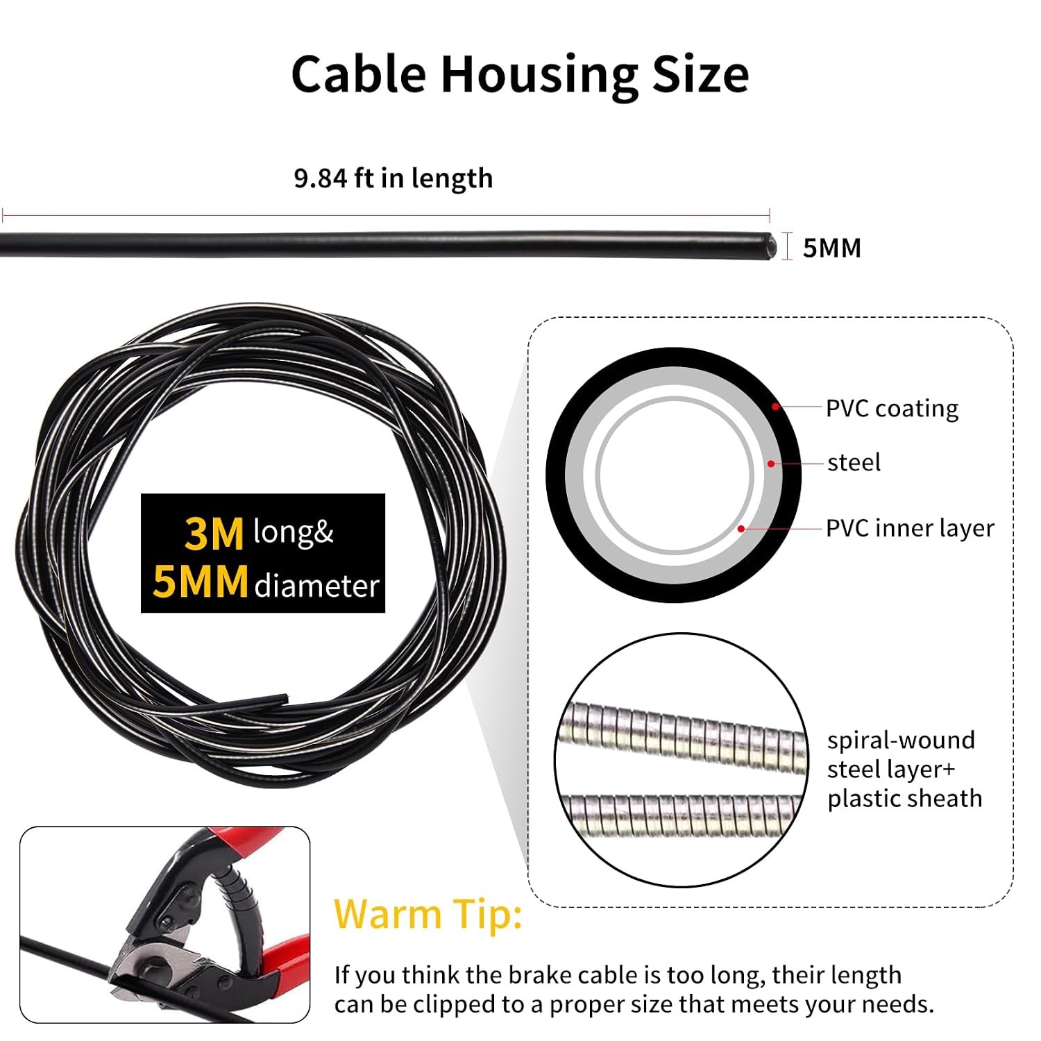 Bicycle Lined Brake Cable Housing Bike Brake Cable Housing Set