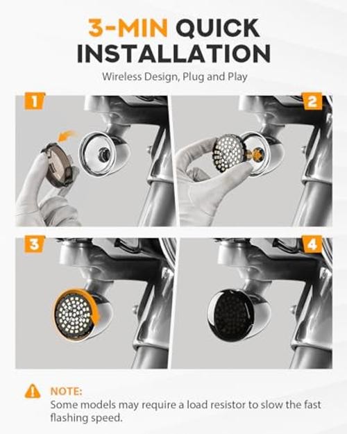 2 Inch LED Turn Signal Kit Front Rear 4 Pieces, 48 LEDs and 4 Smoked Lens