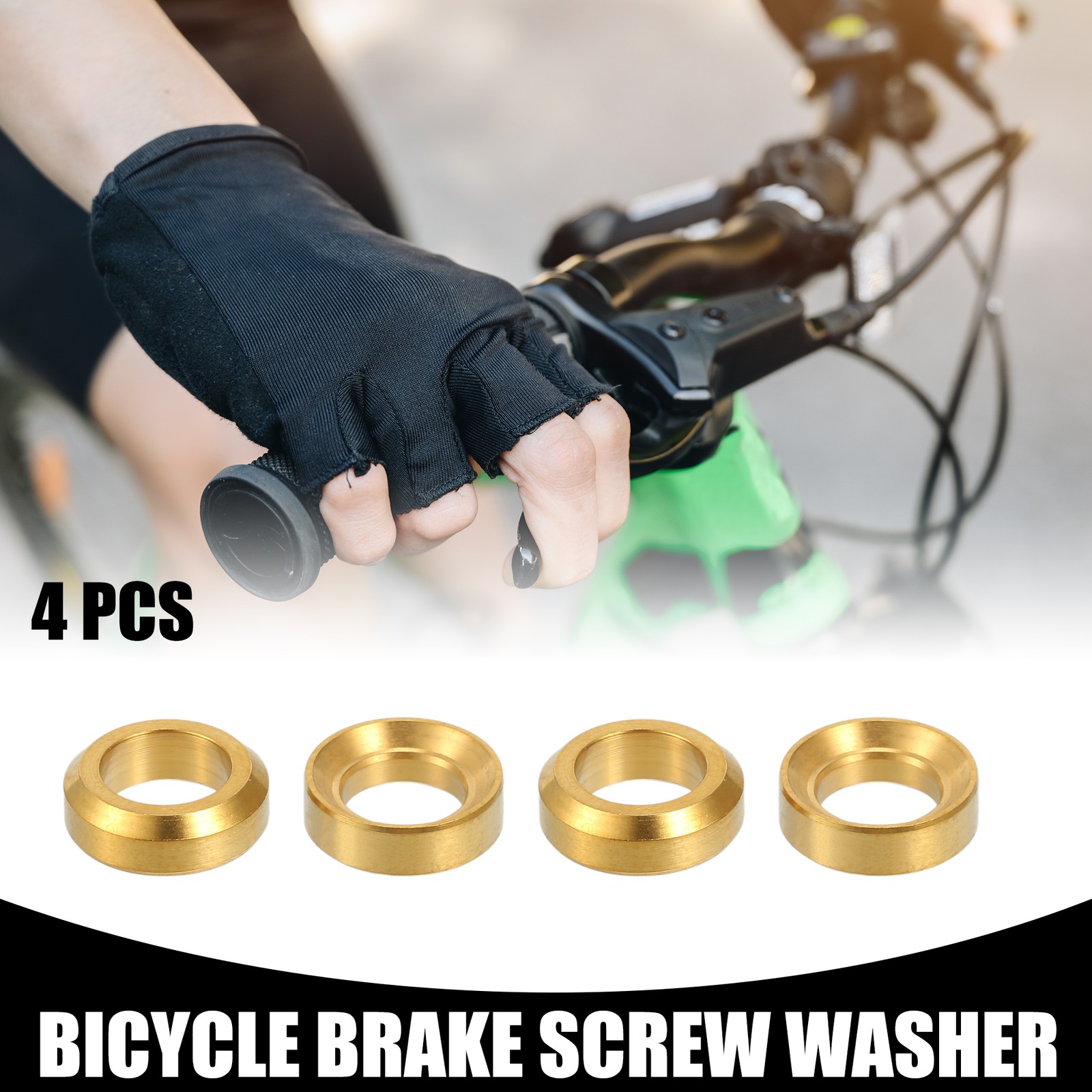 4 Pcs M6x5.5 Universal Bicycle Bolt Brake Screw Washer Bolts MTB Gold Tone