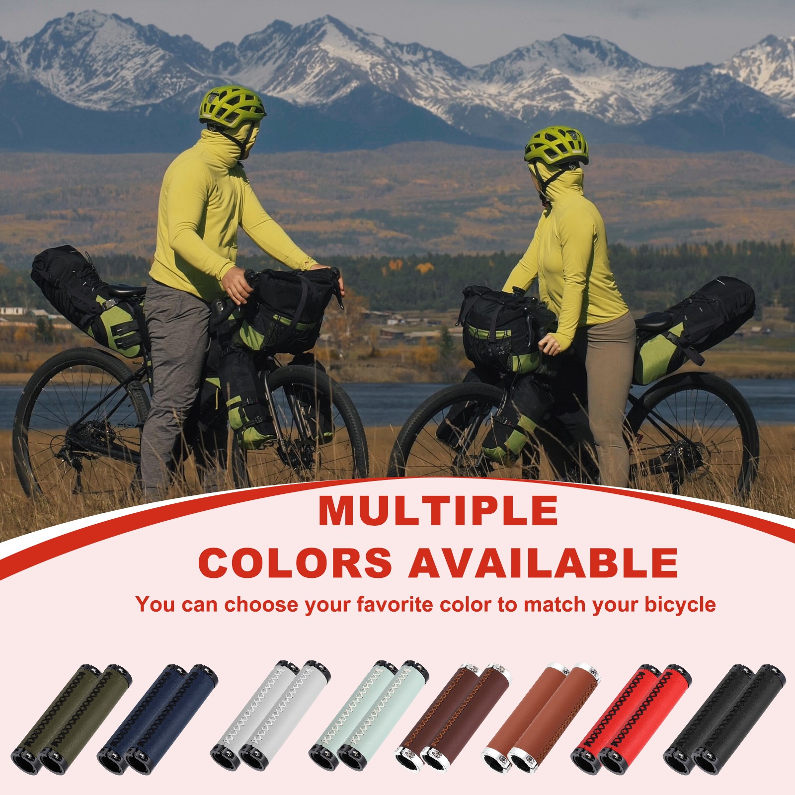 Ergonomic Bike Grips, Bike Straight Bar 5.31in Double Lock-on Light Brown