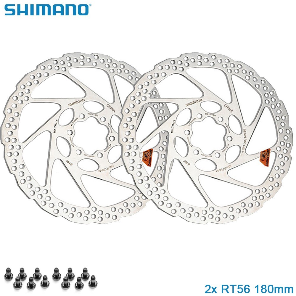 2PCS Shimano SM-RT56-M 180mm Disc Brake Rotor 6-Bolt w/ Bolts & Washers