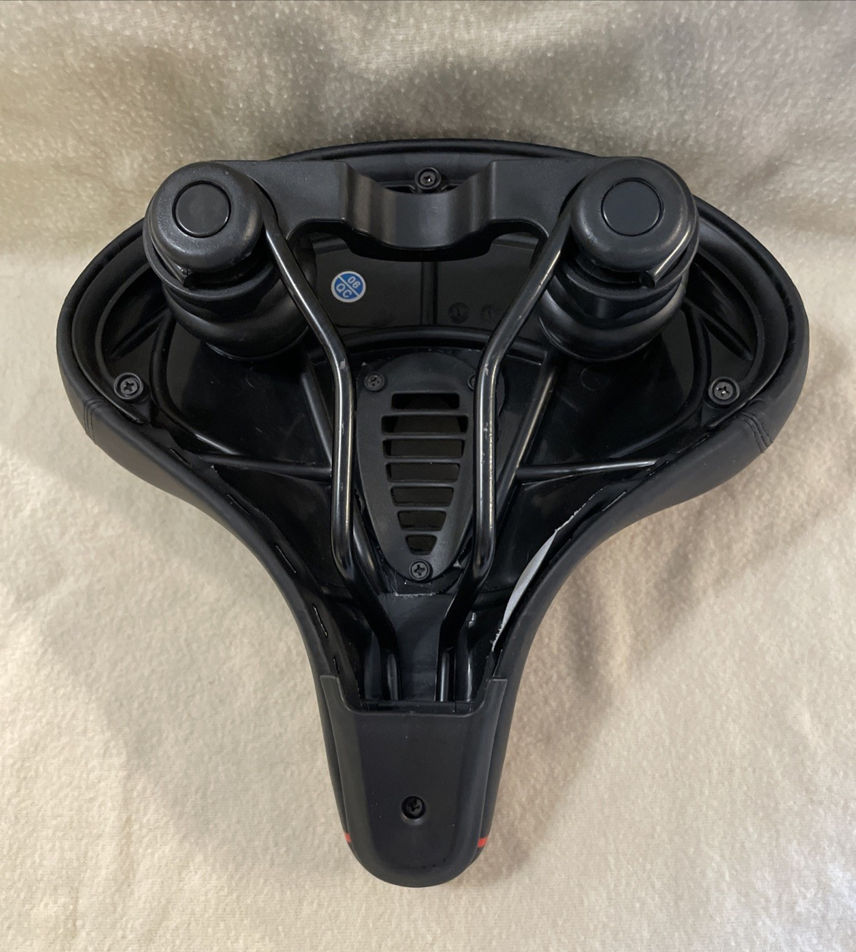 Wide Comfort Peloton Bicycle Saddle Seat Black Red Synthetic Steel New w/o Tags