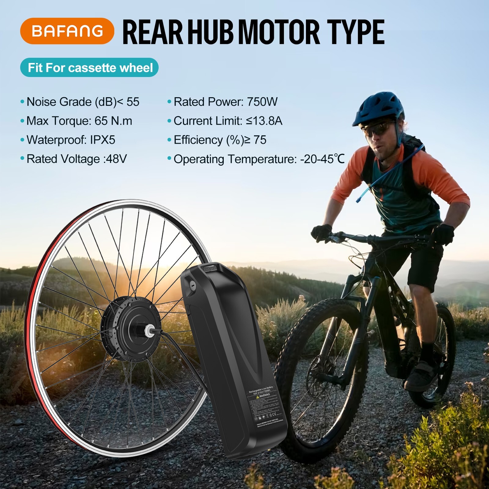 48V500W Bafang Rear Hub Motor for 20″ 26″ 27.5″ 700C Wheel Ebike Conversion Kit