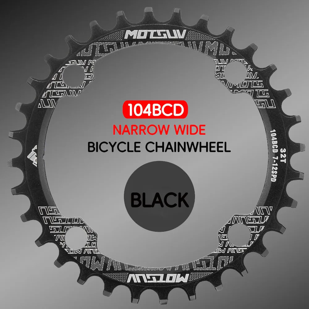 Bicycle 104BCD Crank Narrow Wide Chainring Aluminum Alloy MTB Bike round 32T 34T