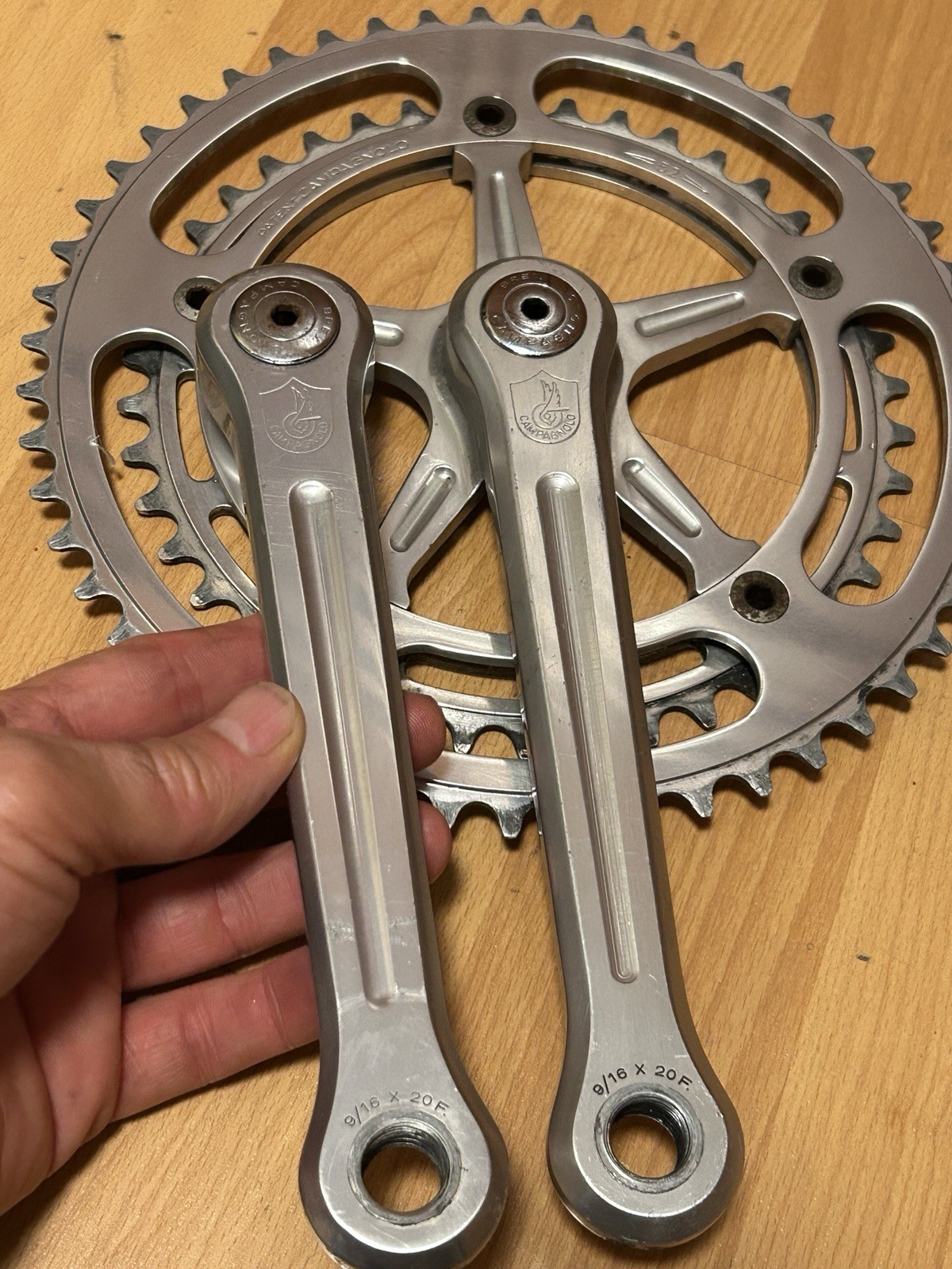 Vintage Campagnolo Super Record 170 Crankset 1049/A Double 52 42 Square Taper