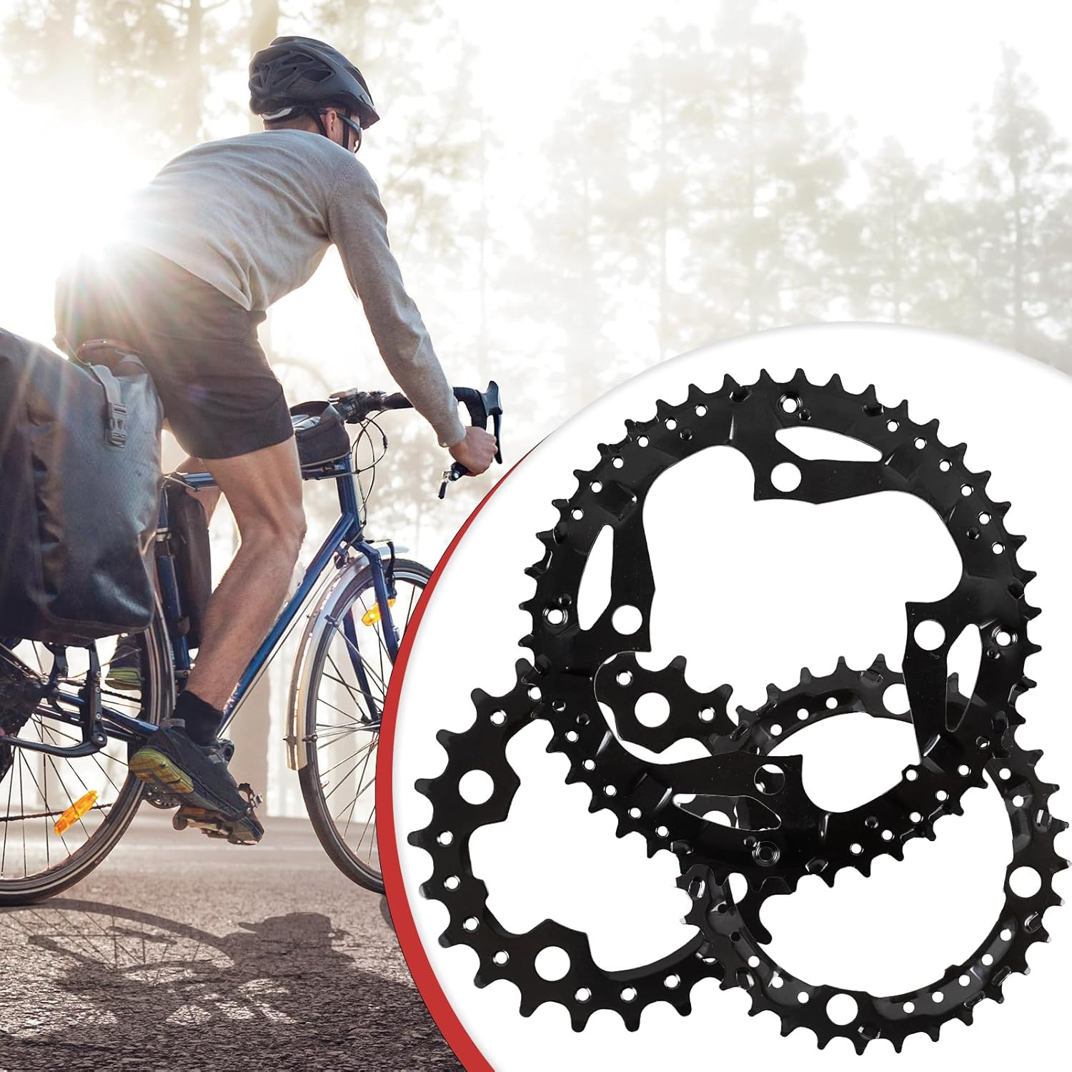 64/104 BCD Bike Chainring Set with Pin, Steel CNC Alloy Double/Triple MTB Chainr