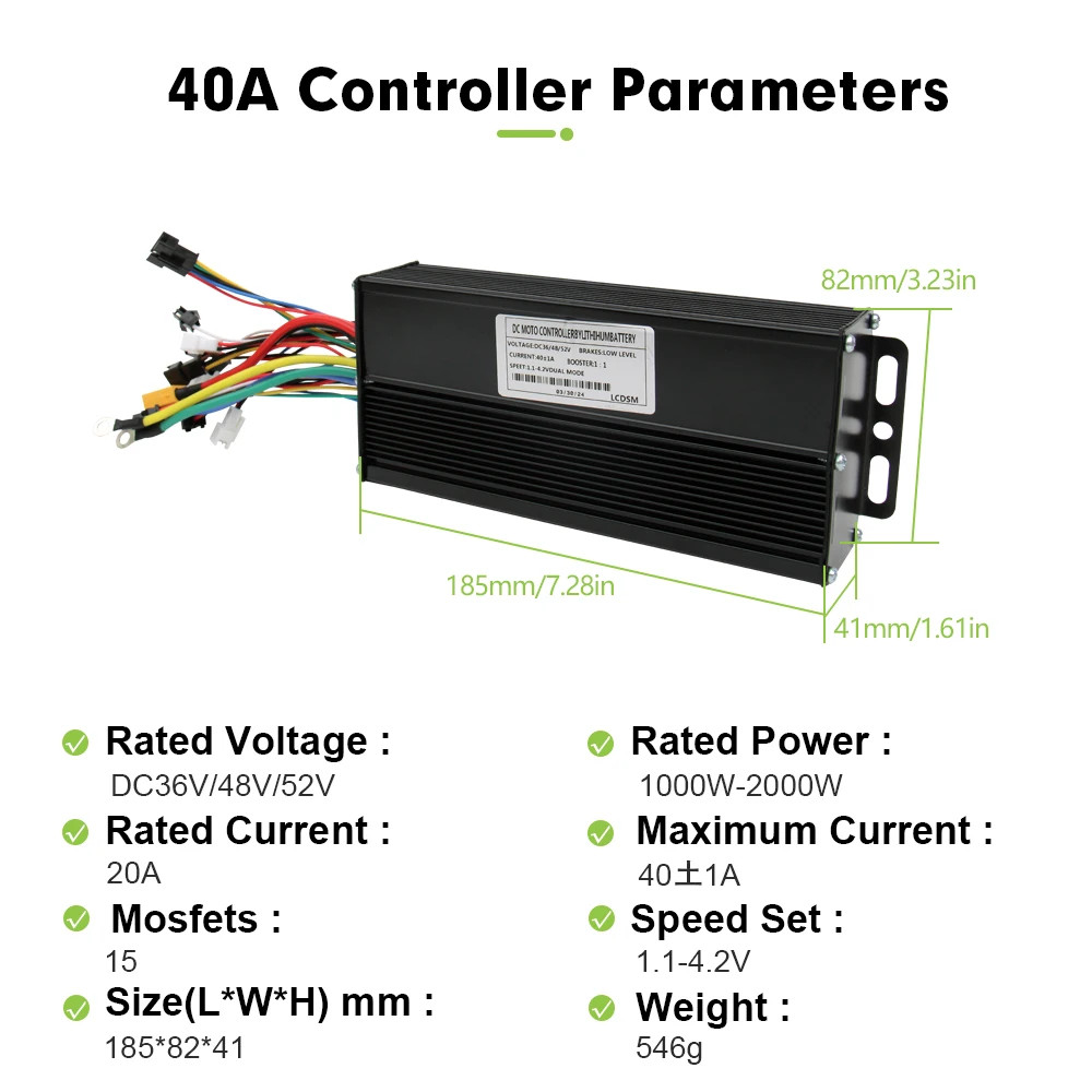 Electric Bike 40A 36V/48V/52V Three Mode SineWave Controller with LCD Display