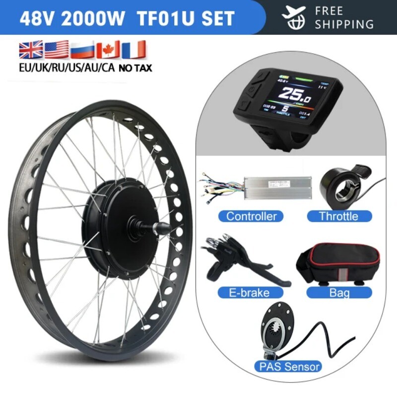 48V 2000W 20/24/26In Snow Electric Bike Fat Rear Rotate Hub Motor Dropout 190MM