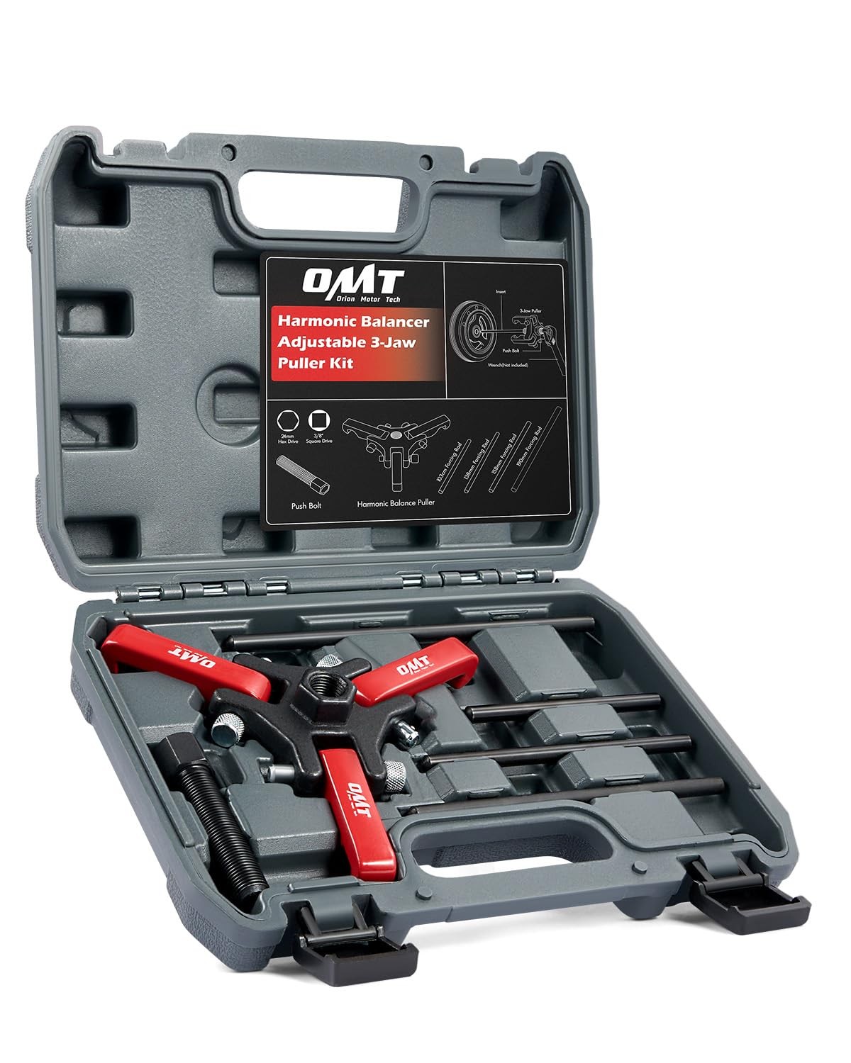 OMT Harmonic Balancer Puller Kit Red Adjustable Harmonic Dampener Removal Tool