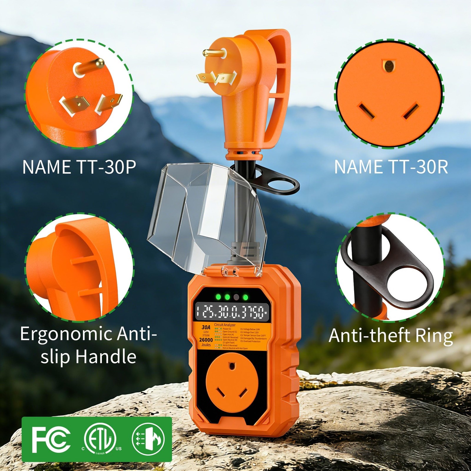 30 Amp RV Surge Protector 26000J Overload Auto Shutoff & Manual Reset | LED D…