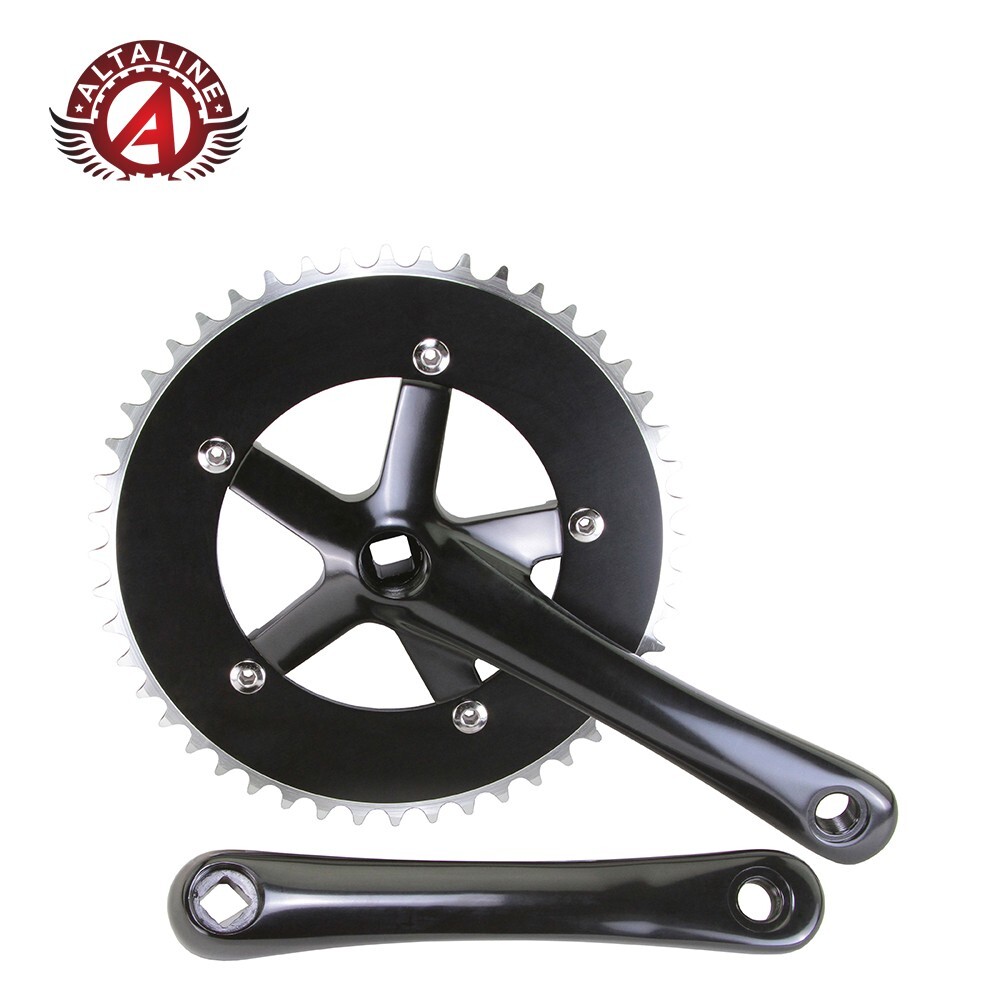 ALTALINE BICYCLE 170MM LONG 48 TEETH ALLOY TRACK CRANKSET BLACK.