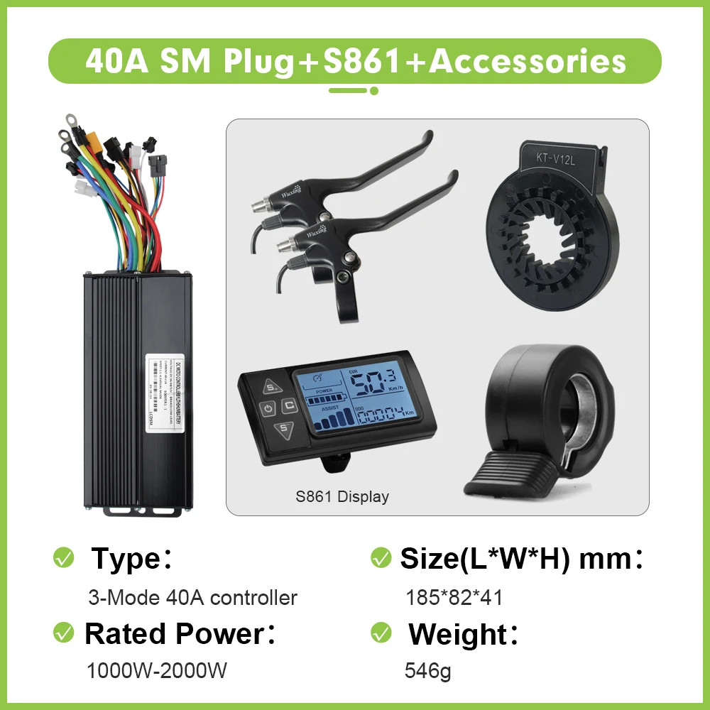 Electric Bike 40A 36V/48V/52V Three Mode SineWave Controller with LCD Display