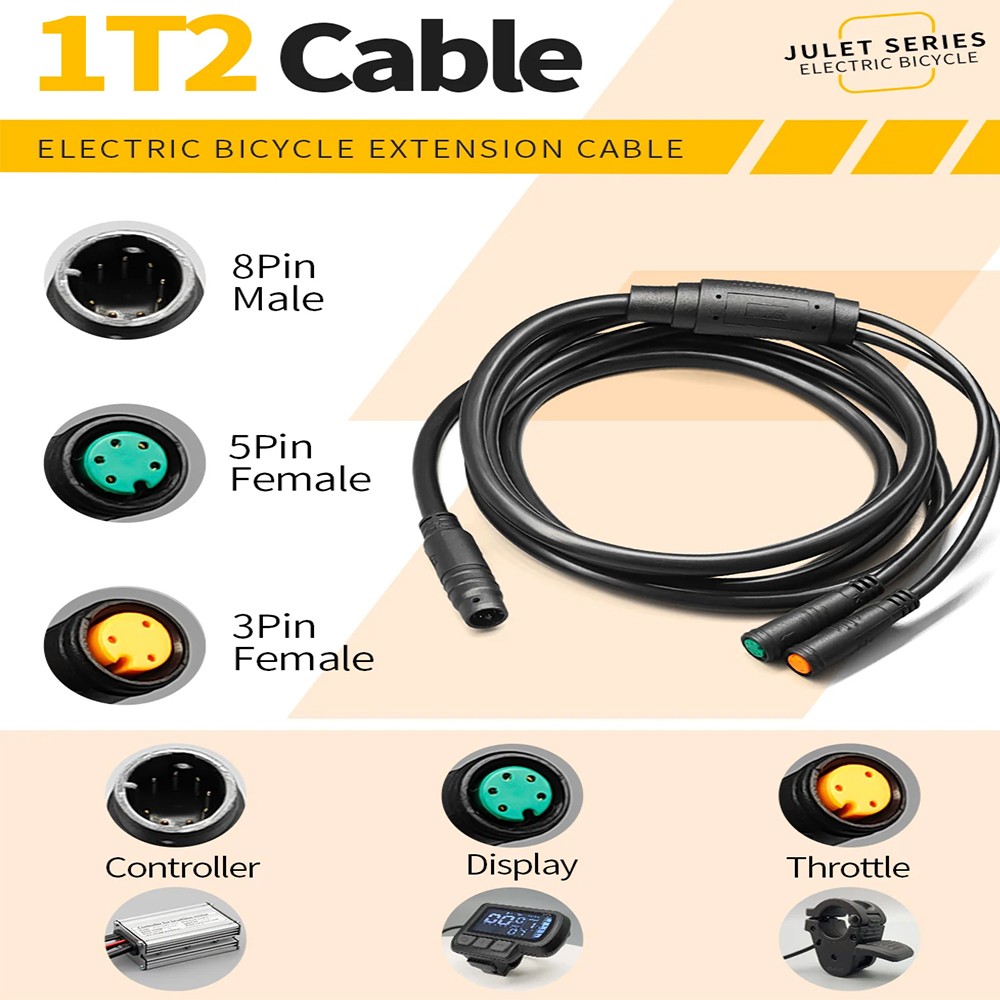 1T2/1T4/1T5 Julet E-bike Waterproof Connecting cable Controller Light Cable NEW