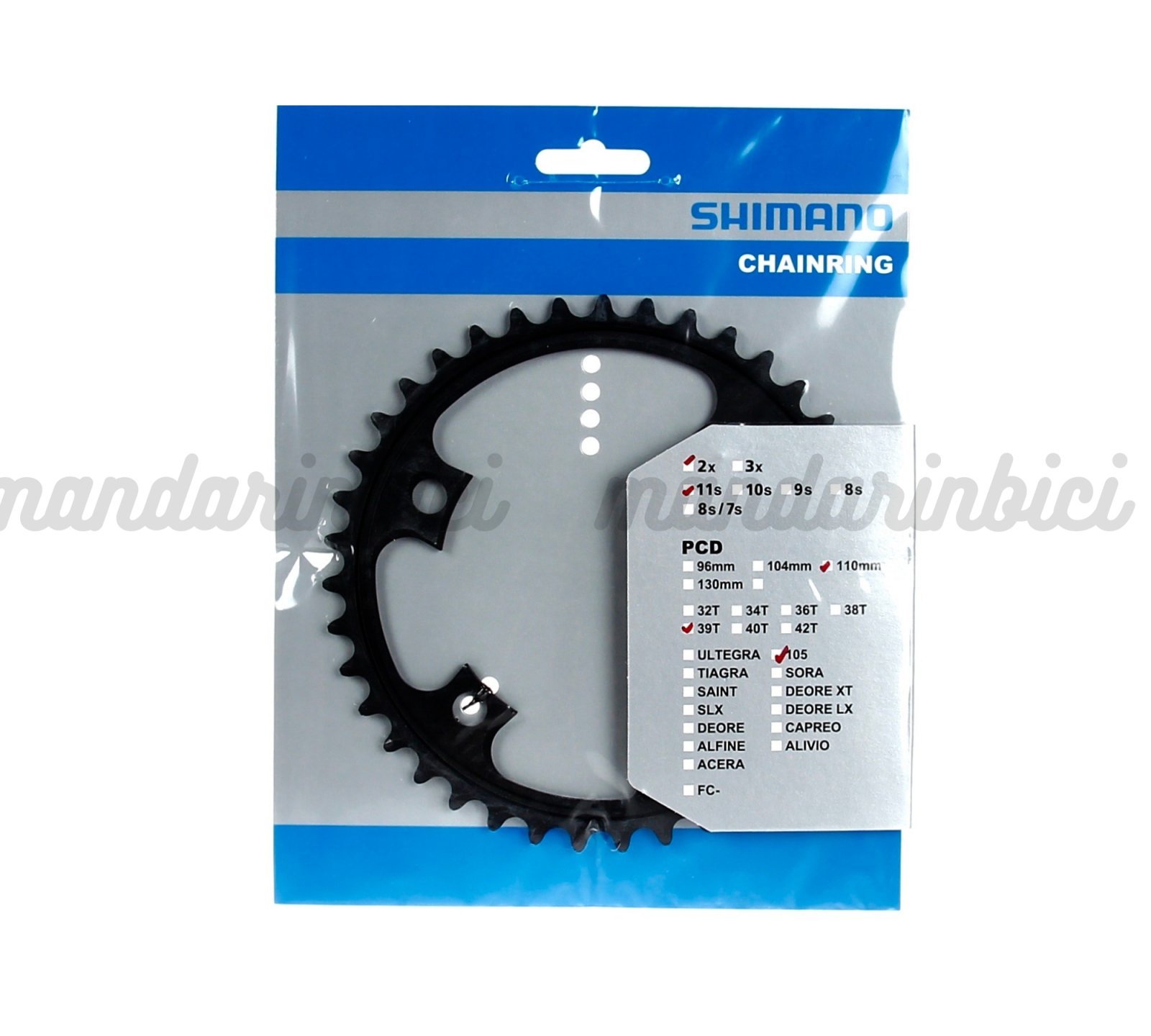 Shimano 105 FC-5800 53T & 39T MD Outer/Inner Chainrings 11-Speed (Black)