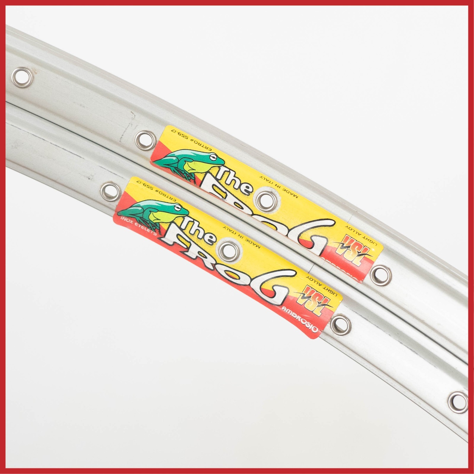 NOS AMBROSIO FROG CLINCHER RIMS 26″ 36H VINTAGE MTB MOUNTAIN BIKE SILVER
