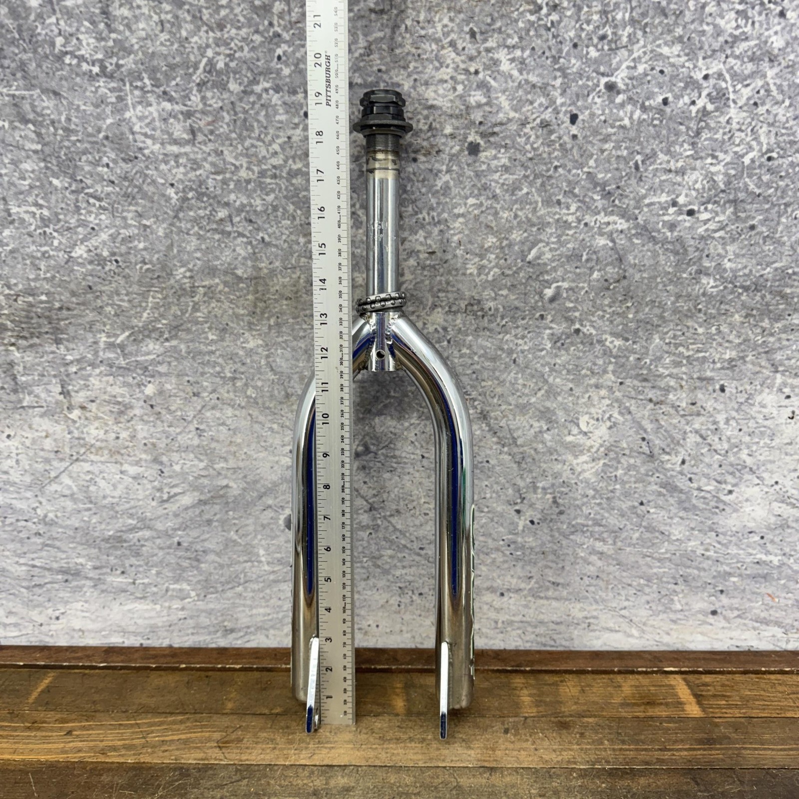 Vintage Akisu Dyno BMX Fork 20in 1 In Threaded Chrome Green 1997 Old School OG