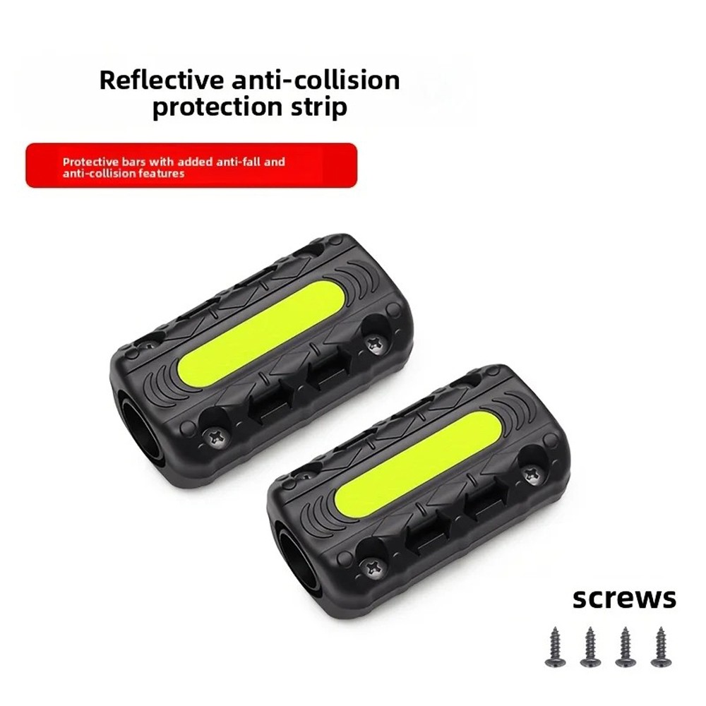 2Pcs Premium Motorcycle Crash Bar Bumper Blocks Protectors with Reflective Strip