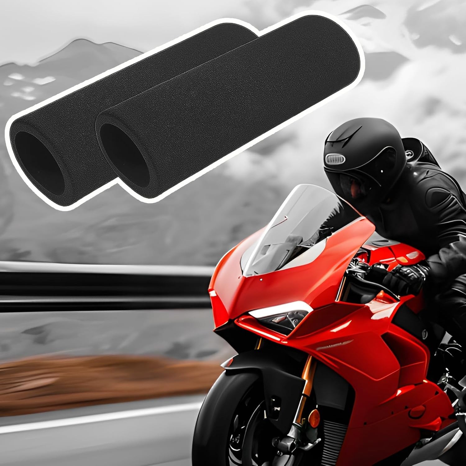 1 Pair Motorcycle Handlebar Grip Foam Cover Anti Vibration Comfort Sleeve