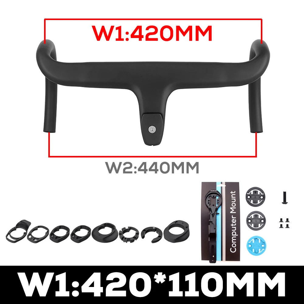 Road Bike Carbon Internal Cable Integrated Bicycle Handlebar Cockpit 360mm-380mm