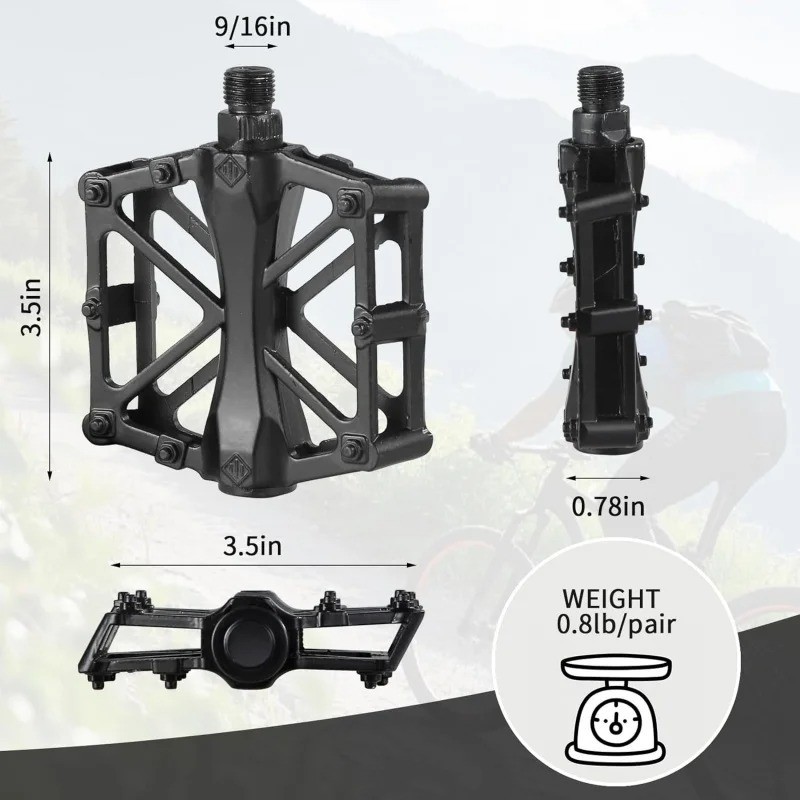 Aluminum Bike Pedals Triple Bearing CNC Body MTB Road Non-slip Sealed 9/16″ USA