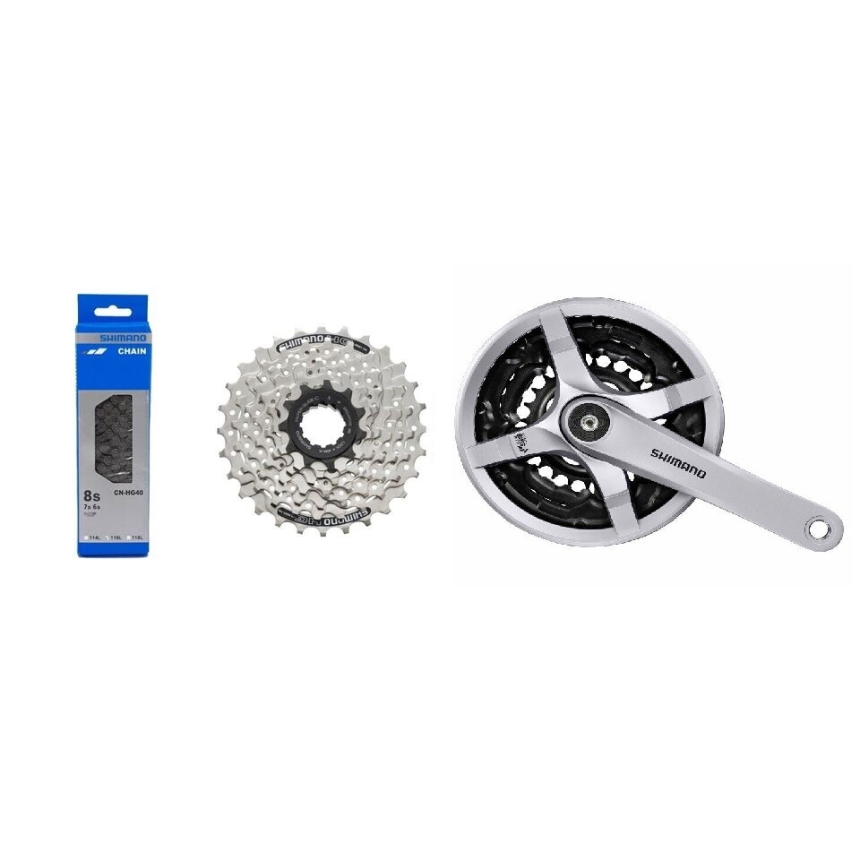 Shimano Wear Set HG40 Chain Wish Crank FC-TY501 Silver Cassette Wreath