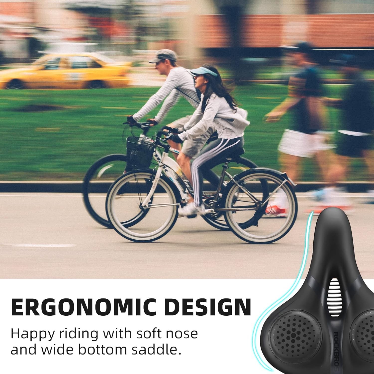 ROCKBROS Bike Seat Comfort Wide Gel,Breathable Waterproof Padded Bicycle Saddle