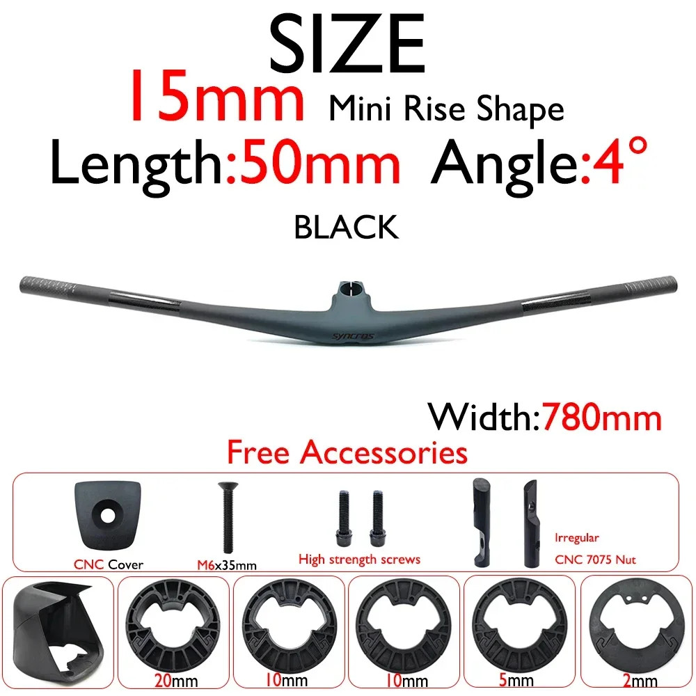 SYNCROS Carbon Integrated MTB Handlebar 4°/5°,15/25mm Rise for Sparks Frame