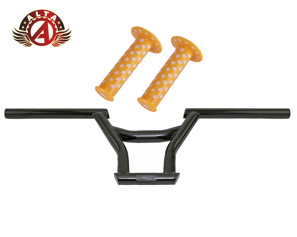 Alta 177 Freestyle Bars 22.2mm Black + Star Grips Yellow/White BMX Freestyle