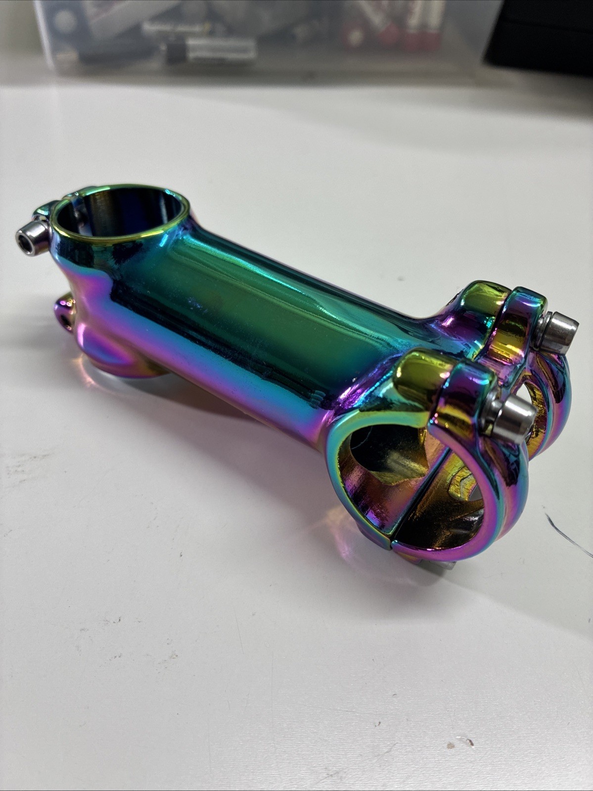 Anodized oil slick stem 90 mm 1 1/8 inch 31.8 +/-6 degree road mountain bike
