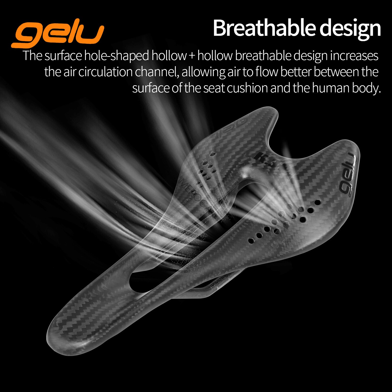 GELU Full Carbon Road Bike Saddle Bicycle Racing Seat Breathable ULTRALIGHT 55G