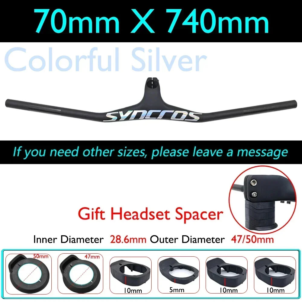 28.6mm Clamp 70/80/90mm -17°Degree Carbon Fiber MTB Bicycle Integrated Handlebar