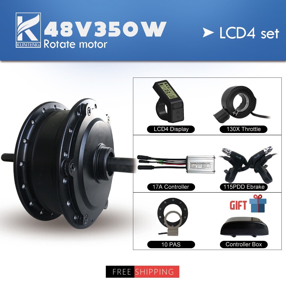 Electric Bike Conversion Kit 36V 48V 350W Rear Rotate Hub Motor Waterproof Plug