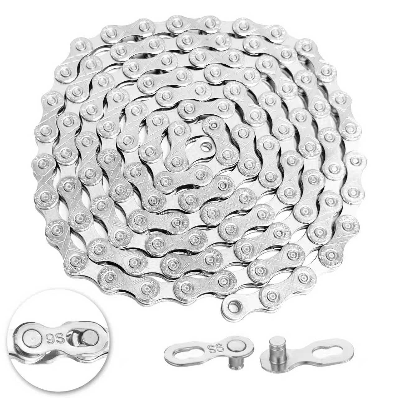 Alloy Steel Bike Chain 9/18/27 Speed for MTB and Road Bikes with Quick Link