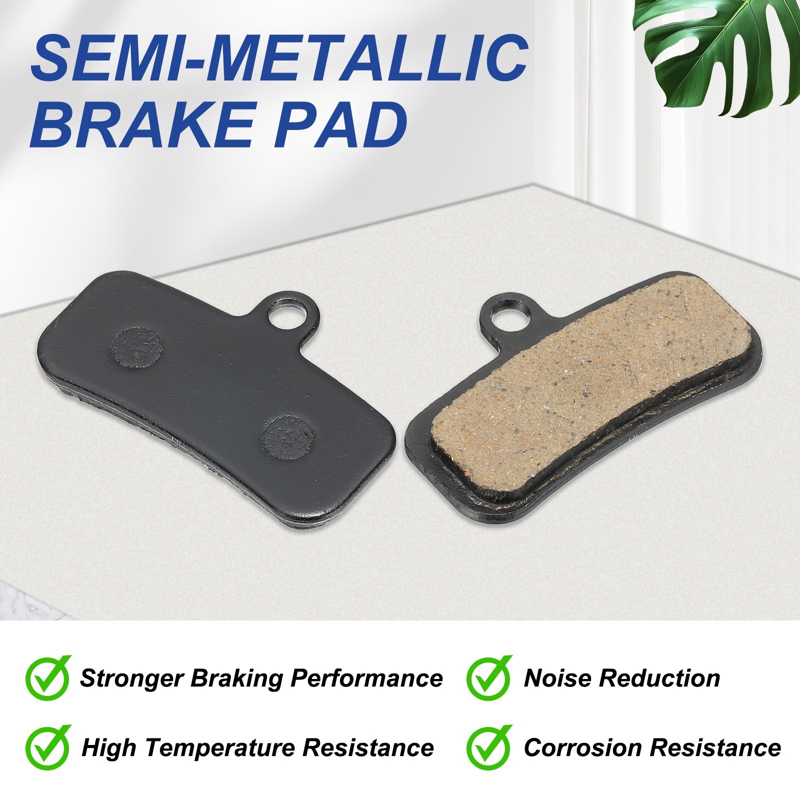 Disc Brake Pad 1.56″ x 0.65″ Bike Brake Pad with Spring and Pin, Black