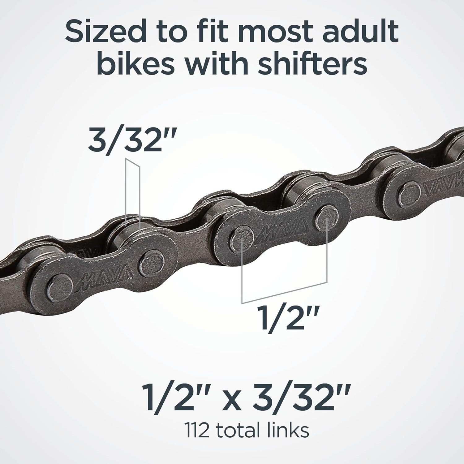 Chain, Steel Replacement Chain, 112 Links, Fits Derailleur & Non-Derailleur B…