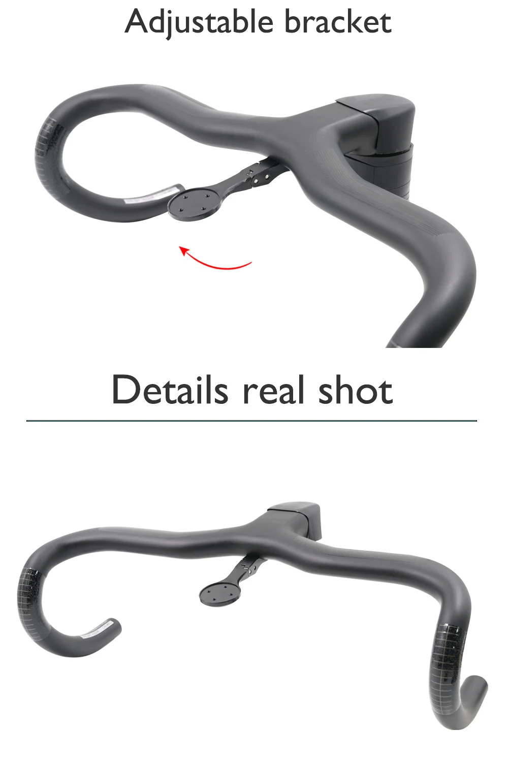 Carbon Fiber Road Bike Drop Bar Short Reach Shallow Bend 380-440mm Width