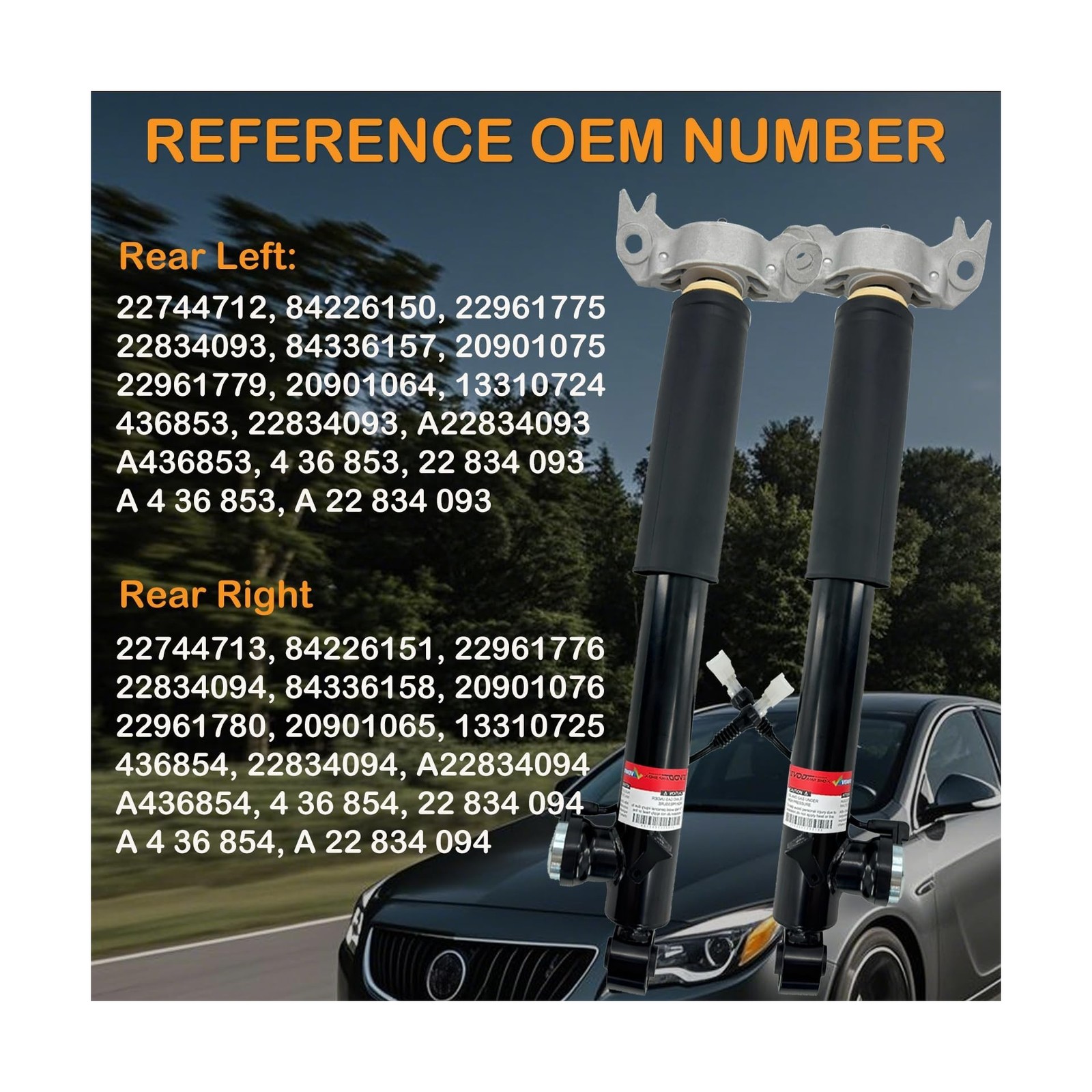 Pair Rear Shocks Absorber Struts w/Electronic Damping for Buick Regal GS 2012…